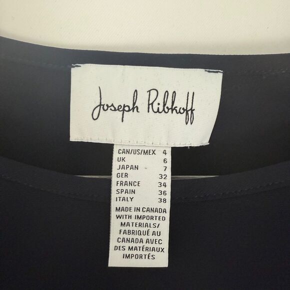 JOSEPH RIBKOFF Tiered Ruffle Sleeve Top 4 Black Blouse Party Formal EUC B61 - Picture 5 of 6